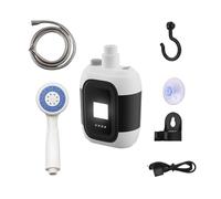 Genérico Pompe de douche rechargeable : unité de camping portable avec lumière LED, batterie haute capacité avec charge USB | randonnée, plage, jardin, scène de lavage de voiture pour tâches en plein