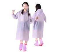 Genérico Poncho imperméable épais pour enfant avec boutons pour les jours de pluie du printemps, de l'été et de l'automne, Violet clair, 4-9 años