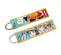 Genérico Porte-clés Anime Howl et Calcifer, Moto, Voiture, Sac à dos, Clés, Porte-clés pour Moteurs, Lanyard Original en Tissu Manga Château Ambulant