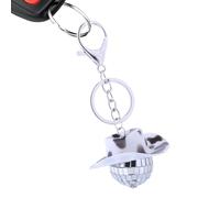 Generico Porte-clés boule disco, mini boule disco avec chapeau de cowboy rose | Hip-hop Décoration de clé de voiture pour femmes, hommes, garçons, filles, Modèle de vache en noir et blanc,