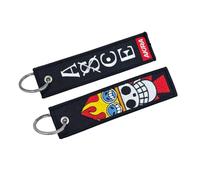 Genérico Porte-clés brodé Portgas D Ace Pirate de Feu - Jet Tag en Tissu Double Face Emblème Crâne - Accessoire Anime pour Sac à dos, Clés ou Veste - Cadeau Otaku pour Amoureux du Manga, rouge, 12 x 3