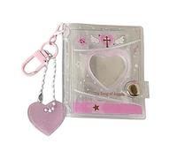 Generico Porte-clés cadre photo - porte-clés double face avec 12 poches, cadre photo pour photo de 5 cm - pour mariage, remise des diplômes, saint voyage, sacs à dos pour adultes et, rose