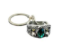 Generico Porte-clés compatible avec anneau de Barahir pendentif couleur argent avec pierre verte inspirée Saga seigneur des anneaux Aragorn Arwen Gadget accessoires magiques idée cadeau fantaisie