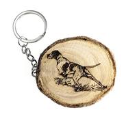 generico Porte-clés en bois naturel avec chien de chasse chien race chien anglais Pointer, Cypress, Taille Unique