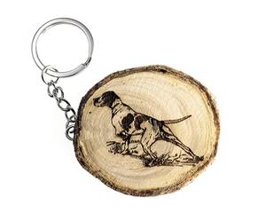 generico Porte-clés en bois naturel avec chien de chasse chien race chien anglais Pointer, Cypress, Taille Unique