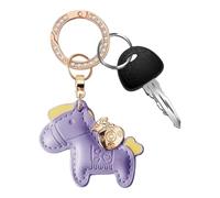 Genérico Porte-clés en cuir - Accessoire avec symbole chinois, motif cheval mignon pour sac et porte-clés - Pour voyage, fête, sac à dos, voiture, cadeau familial, adultes, garçons, filles, hommes et