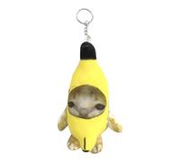 Genérico Porte-clés en forme de bonhomme en peluche, porte-clés en forme de chat banane qui pleure en peluche | Kawaii en peluche, accessoires pour porte-clés