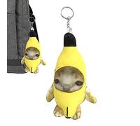 Genérico Porte-clés en forme de bonhomme en peluche - Porte-clés en forme de chat banane qui pleure en peluche - En peluche Kawaii - Accessoire pour porte-clés