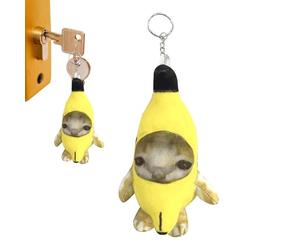 Genérico Porte-clés en forme de bonhomme en peluche - Porte-clés en forme de chat banane qui pleure en peluche - En peluche Kawaii - Accessoire pour porte-clés