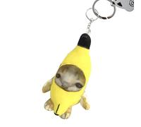 Genérico Porte-clés en forme de bonhomme en peluche, porte-clés en forme de chat bananier qui pleure, jouet en peluche Kawaii, accessoires pour porte-clés