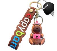 Genérico Porte-clés mignon Capybara, figurine de Capybara Porte-clés pour voiture - Porte-clés de poupée Carpincho - Portable - Sac Capybara de 6,6 cm - Jolis bijoux en forme d'animal pour les clés