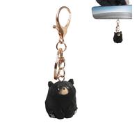 Generico Porte-clés ours sculpté | 3,94x1,18 pouces Figurine en bois sculpté miniature - Pendentif pour sac porte-clés de voiture avec animaux pour anniversaire de petite amie Nouvel An, Noir ,