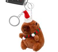 Genérico Porte-clés peluche Capibara, mignon jouet porte-clés de caricature | Animal peluche Capibara de Noël, pour adultes et , récompenses classe, sacs à friandises, sacs à dos et