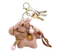 Genérico Porte-clés pour femme | Porte-clés en peluche compact année du cheval 2026, pendentif cheval pour sac à dos - Pour mari, fils, fille, famille, amis, hommes, jeunes femmes, marron, Consulte la