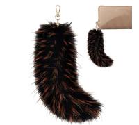 Genérico Porte-clés queue d'animal synthétique, porte-clés pour queues poilues - Porte-clés animal queue poilue de 9 pouces - porte-clés en peluche, pendentif crochet de sac, orange, Consulte la