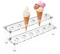 Generico Porte-cône, support pour cône en acrylique transparent à 12 trous | Porte-cônes à double couche | Porte-cône de gaufre transparent pour salades, desserts et apéritifs