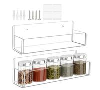 Generico Porte-épices mural | Boîte à épices, 2 étagères, en acrylique transparent, organisateur pour porte d'armoire, station pour condiments, zone de préparation, espace cuisine