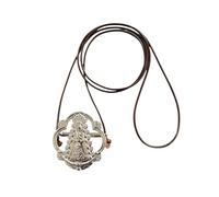 Genérico Porte-éventails à main avec motif de Notre-Dame du Vaporisateur avec cordon léger et élégant, Marron et argent, S