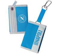 Generico Porte-monnaie pour SSC Napoli Football en tissu sac à bandoulière avec mousqueton imprimé double face blanc bleu produit officiel, bleu ciel, 13 x 8,5 cm, Sport