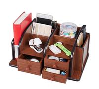 Generico Porte télécommande pour table | récipient en bois pour télécommandes avec tiroirs, pour bureau pour café, cahier, clés, rechargement, pour meubles supérieurs