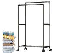 Generico Portemanteau - Support porte-manteau à double tige avec roues - Multifonctionnel pour chambre à coucher - porte vêtements et pantalons, chaussures et