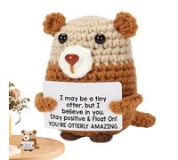 Generico Positive Crochet | 7 cm Cute And Vivid Look Crochet Otters With Encouraging Card, Artisanal Detailing Table Ornament, Polyvalent Cheer Up Doll, Home Office Decoration For Women, Men