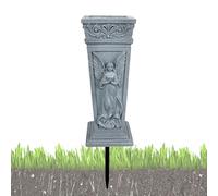 Generico Pot de cimetière pour tombeau - avec sculpture d'ange et résistant aux intempéries - Support pour fleurs de cimetière pour tombes - Pour maman papa amis tombe mausolée