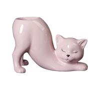 Generico Pot de félin - Corps en Porcelaine Artisanale, Design ornemental prêt pour Le Drainage, Mini Accessoire vitrine Verte, boîtier décoratif pour Flore