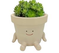 Generico Pot de fleurs en résine à tête de, outil de jardinage avec design assis, porte-pot oscillant, pour jardin, maison coloniale intérieure extérieure, fête des mères Noël amoureux