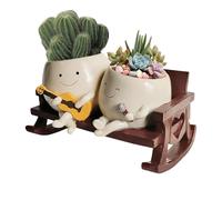 Generico Pot De Fleurs En Résine - Double Tête avec Trous De Drainage | Pot Décoratif En Résine Pour - Pour Patio Balcon Seuil Table Sol Salle À Manger Orchidée Bonsai