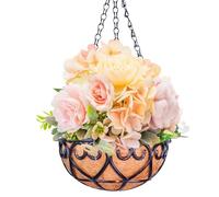 Genérico Pot de fleurs suspendu en résine : panier à fleurs décoratif de 25,4 cm avec revêtement en noix de coco, pièce de décoration de jardin polyvalente, construction durable en fer de résine |
