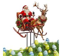 Generico Poteaux de Cour avec Renne, Poteaux pour panneaux de Noël, Piquet de jardin en acrylique 2D avec Père Noël et renne, pour jardin de Père Noël coloré imperméable pour jardinière
