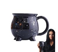 Genérico Poterie de sorcière, chaudron noir pour Halloween, café de sorcière de 11 onces avec poignée et couvercle, pour thé, chocolat chaud et boissons