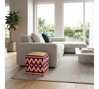 generico Pouf de siège ethnique marocain en osier tressé 30 x 30 x 32 cm - Élégance artisanale pour intérieur et extérieur 1406241632
