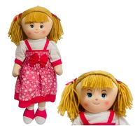 Generico Poupée de chiffon géante 75 cm en tissu poupée en tissu avec tresses et robe avec nœud poupée Lily douce et sûre avec tresses en laine, couleurs assorties de couleurs aléatoires