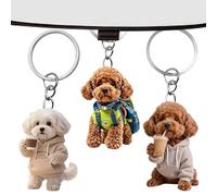 Genérico pour chien 3 pièces en acrylique 2D pendentifs et | Porte-clés pour chien chiot pour déplacements quotidiens, sac à dos, téléphone portable, sac, valise, miroir rétroviseur pour
