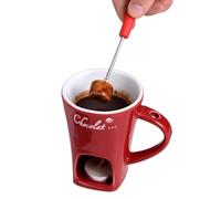 Generico pour chocolat fondu - Chauffe-eau avec fourchette - Kit portable de fondue, pour dîner, apéritif sucré, sauce fromage, bonbons pain, caramel, pique-nique, fête famille