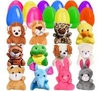 Generico Prefilled Easter Eggs with Mini Plush Animals | Fabric, Assorted, 12-36 Pack | Easter Basket Fillers for Kids Egg Hunt & Party Favors | Classroom Prize Supplies & Spring Gift Toys