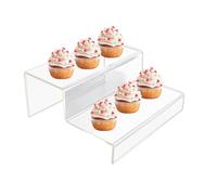 Genérico Présentoir d'étagères en acrylique, rehausseurs multifonctionnels pour affichage - Élévateur d'affichage en acrylique 2/3 étapes pour exposer des figurines de cupcakes, des desserts de bijoux
