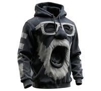 Genérico Pull de Noël amusant pour homme, sweat à capuche avec renne et bonhomme de neige, imprimé 3D coloré, pull laid avec poche, sweat de Noël chaud d'hiver, Noir , XXXXL