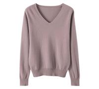 Generico Pull pour femme avec col en V, léger, tricoté, Viola2, XXL