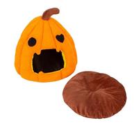 Generico Pumpkin Cat Bed, Hot Sleeping Bed for Cats, Removable Cushion Cat Bed, Semi Enclosed Cat House Tent, Cozy Cat Bed With Cushion, Pumpkin Shaped Cat House Soft Cave Bed for Small Dogs