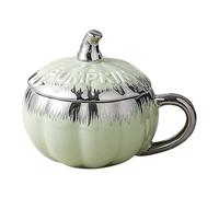 Generico Pumpkin Cup, Cute Ceramic Halloween Coffee Mug, Pumpkin-Shaped Cup With Lid And Spoon, Fall Autumn Candy Bowl, Seasonal Drinkware, Home Studio Table Accessory | Coffee Tea Serving Scenarios
