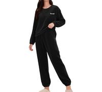 Generico Pyjama polaire molletonné femme chaud hiver pyjama deux pièces vêtements de nuit manches longues ensemble pyjama doux col rond polaire pyjama épais thermique vêtements maison grande taille