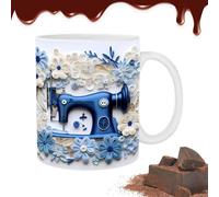 Generico Quilting Machine Mug | 3D Sewing Ceramic Cup - 350 ml Flat Printed Coffee for Enthusiasts, Gift Men & Women, Birthday Present, Novelty Craft Lover's Kitchen Office Drinkware
