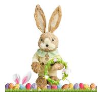 Generico Rabbit Figurine - 13.78 Inches Festive Straw Animal Sculpture, Easter Bunny Figurines for Table Centerpiece Entryway Indoor Bedroom Living Room Bookshelves