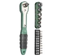 Generico Ratchet Bit Set, 17 Pieces Bits Driver Sprocket, 5,2 x 1,34 pouces Ergonomic Effort Saving & Anti Slip Grip, Two Way Portable Wrench for Appliance, Work, Aviation, and Maintenance