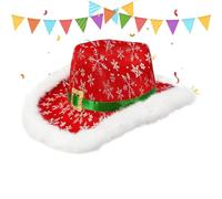 Genérico Red Christmas Cowboy, White Trim Festive Western Costume, Christmas We Santa Cowboy Showcases A White Plush Edging Andstern | For New Year's Eve Parties Cosplay Props Masquerade Balls