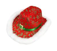 Genérico Red Christmas Cowboy, White Trim Festive Western Costume, Christmas We Santa Cowboy Showcases A White Plush Edging Andstern | For New Year's Eve Parties Cosplay Props Masquerade Balls