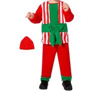 Generico Red Green Girls Holiday Outfit Set | Kids Cosplay Costume | Christmas Kids Cosplay Accessories For Boys Girls Performance Events Holiday Family Photos Home School
